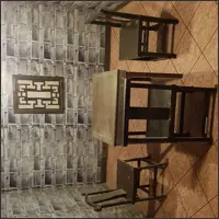 Room designed to create the illusion of walls becoming floors.