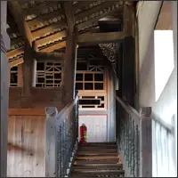 Interior of a traditional wooden village house.