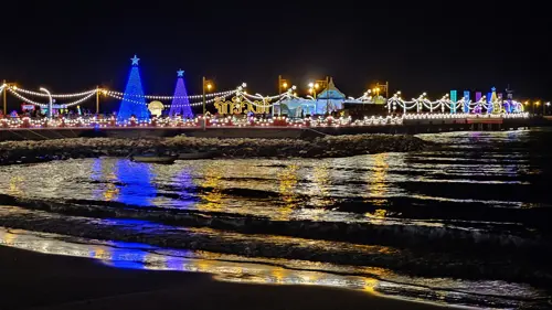 Saranwithi Fishing Pier decorated for New Year’s in Prachuap Khiri Khan