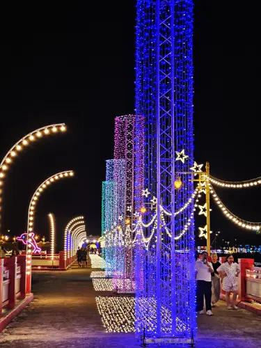 Saranwithi Fishing Pier decorated for New Year’s in Prachuap Khiri Khan