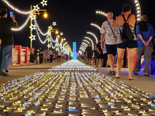 Saranwithi Fishing Pier decorated for New Year’s in Prachuap Khiri Khan