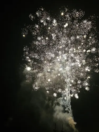 Fireworks over the water at Prachuap Khiri Khan