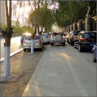 China, sidewalk parking